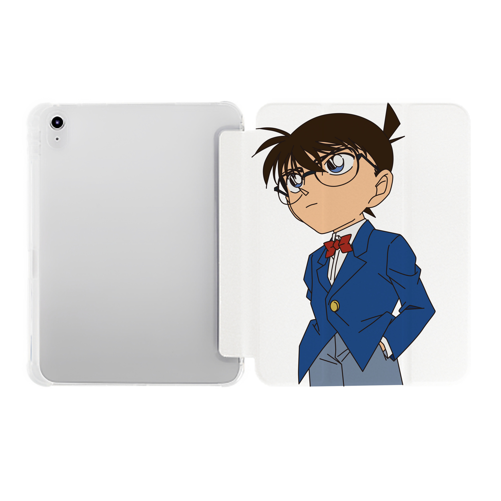 （画像用） 名探偵コナン 江戸川 コナン Detective Conan Conan Edogawa IPad ケース ペン収納付き 三つ折りスタンド PUレザー×シリコン 対応機種9.5/10.5/10.9インチ